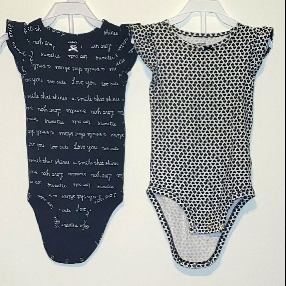 24M Carters flutter sleeve onsies (set of 2)
